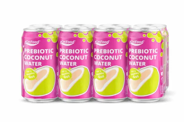 Sản phẩm 330ml Short Can PREBIOTIC Coconut Water Healthy Gut Packaging 600x400 — Công ty TNHH Thực Phẩm ACM — MST 3702952076
