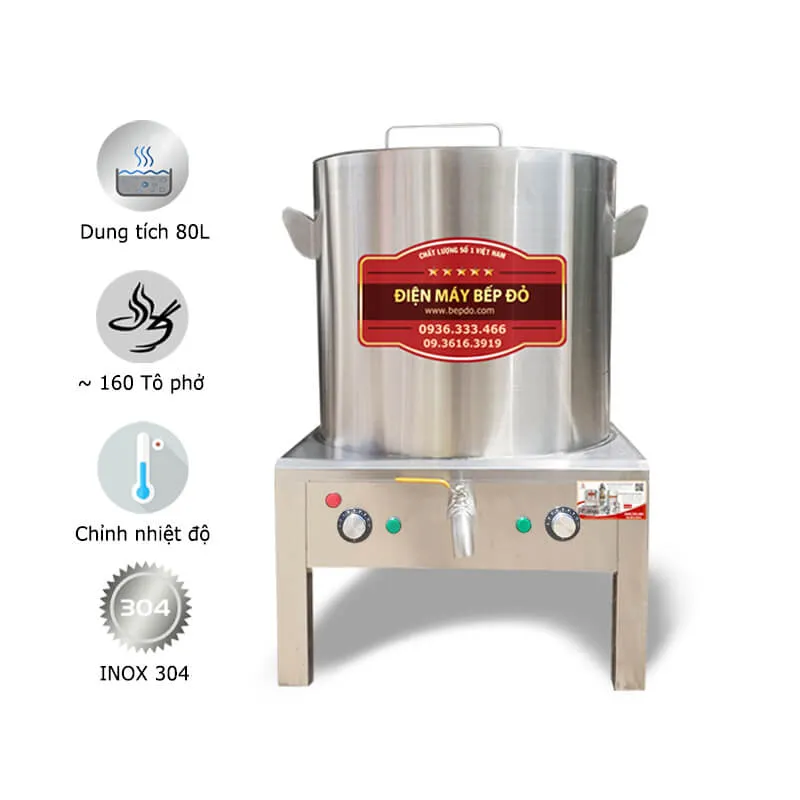 Sản phẩm noi nau nuoc pho 80l dien lien — Bếp Công Nghiệp Bếp Đỏ - Công Ty Cổ Phần Thương Mại Xuất Nhập Khẩu Bếp Đỏ Group — MST 3703066602