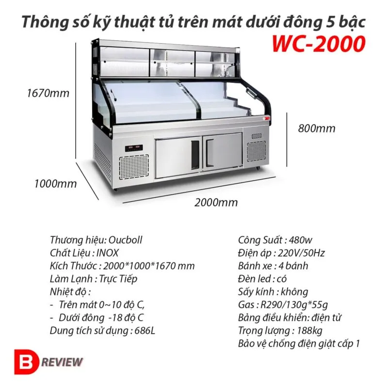 Sản phẩm thong so ky thuat tu trung bay dang nam 5 bac tren mat duoi dong oucboll wc 2000 800x800 — Bếp Công Nghiệp Bếp Đỏ - Công Ty Cổ Phần Thương Mại Xuất Nhập Khẩu Bếp Đỏ Group — MST 3703066602
