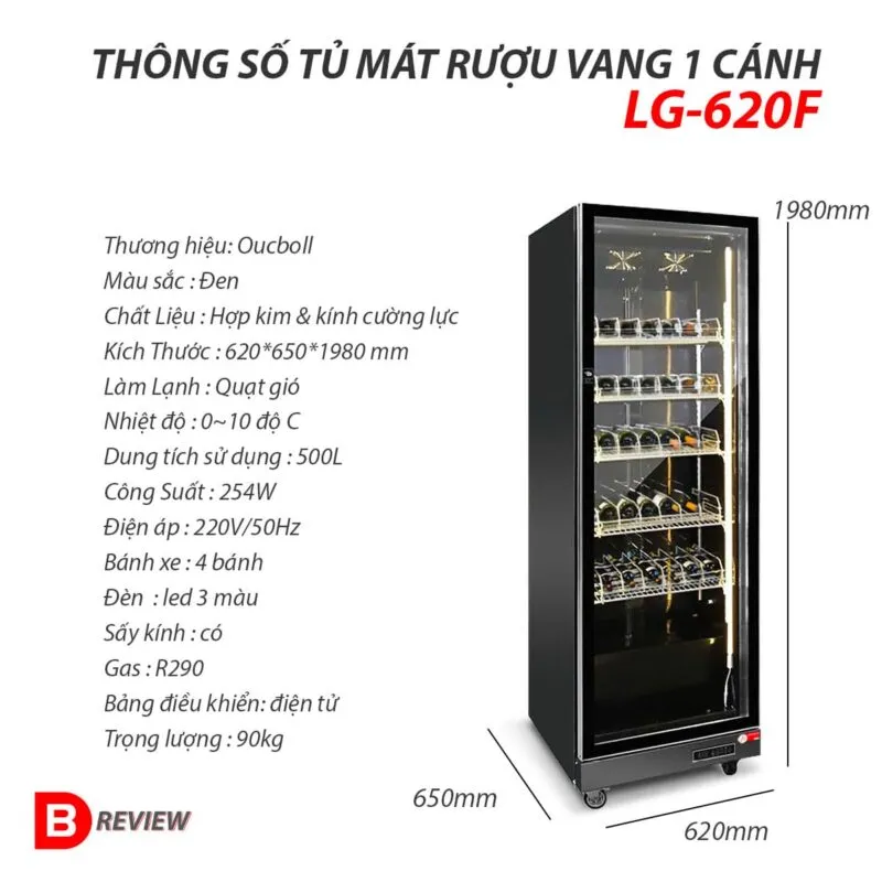 Sản phẩm thong so tu mat trung bay ruou 1 canh kinh oucboll lc 620f 800x800 — Bếp Công Nghiệp Bếp Đỏ - Công Ty Cổ Phần Thương Mại Xuất Nhập Khẩu Bếp Đỏ Group — MST 3703066602