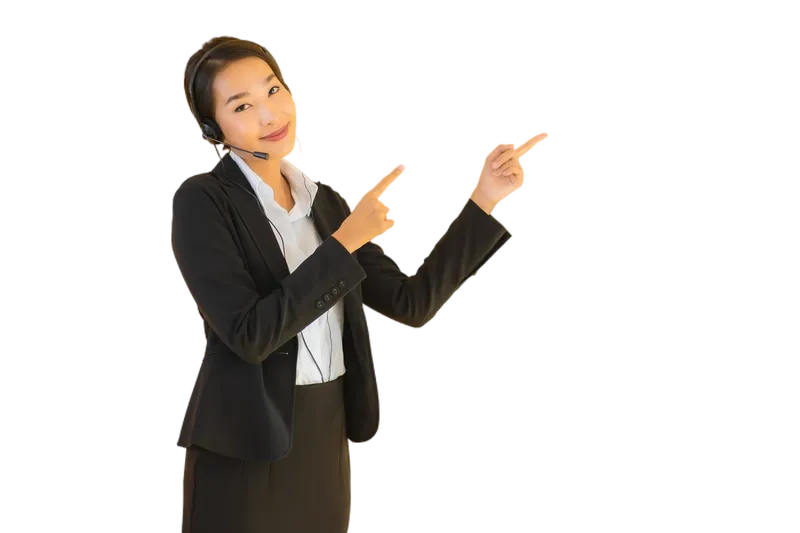 Sản phẩm portrait beautiful young business asian woman with headphone headset — Công Ty TNHH MTV Địa ốc Và Xây Dựng Hoàn Mỹ — MST 3703072973