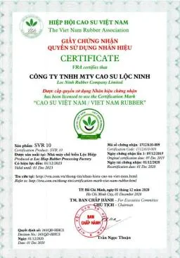 Sản phẩm ch_ng_nh_n_svr10 — Cao Su Lộc Ninh - Công Ty TNHH MTV Cao Su Lộc Ninh — MST 3800100270