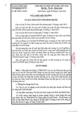 Sản phẩm moitruong.0 — Cao Su Lộc Ninh - Công Ty TNHH MTV Cao Su Lộc Ninh — MST 3800100270