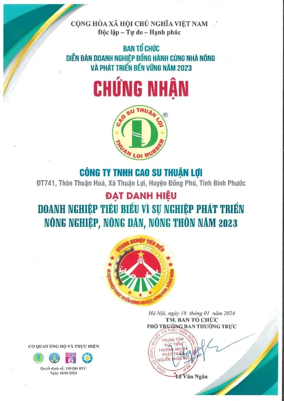 Sản phẩm 240118 — Cao Su Thuận Lợi - Công Ty TNHH Cao Su Thuận Lợi — MST 3800239811