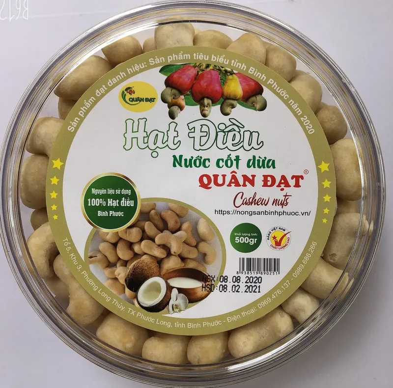 Sản phẩm hat dieu nuoc cot dua hop tron 1 — Hạt Điều Quân Đạt - Công Ty TNHH SX TM DV Quân Đạt — MST 3801129240