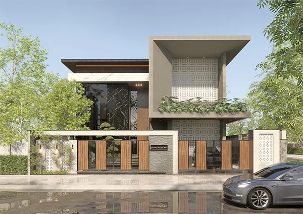 Sản phẩm Thiet ke Villa 2 tang dien tich 405m2 — Công Ty TNHH Xây Dựng Châu Huy Thịnh — MST 4001125721