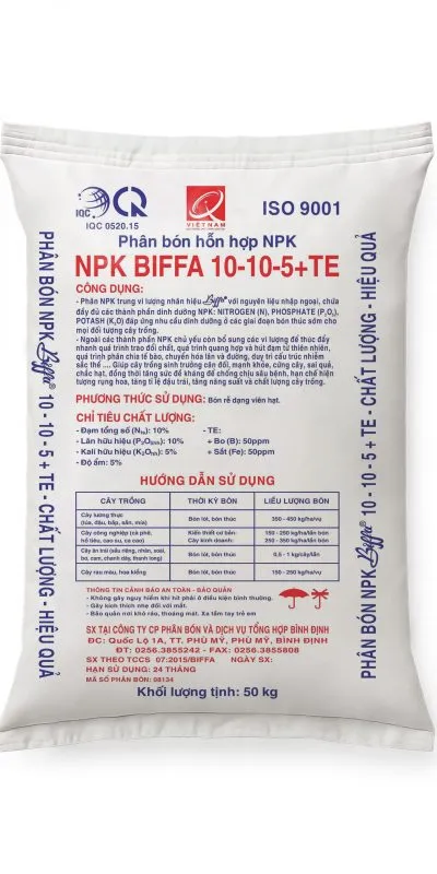 Sản phẩm BAO SOPHA 10 10 5TE 50KG MAT SAU MT 400x800 — Công Ty Cổ Phần Phân Bón Và Dịch Vụ Tổng Hợp Bình Định — MST 4100405487