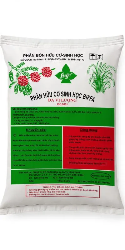 Sản phẩm BAO TRUNG DONG HC SINH HOC BIFFA 20KG MT 400x800 — Công Ty Cổ Phần Phân Bón Và Dịch Vụ Tổng Hợp Bình Định — MST 4100405487
