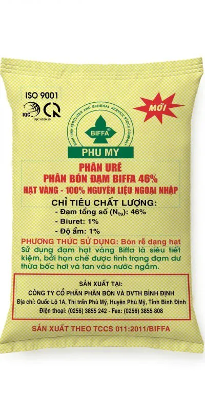 Sản phẩm BAO TRUNG DONG URE VANG 50KG MT 400x800 — Công Ty Cổ Phần Phân Bón Và Dịch Vụ Tổng Hợp Bình Định — MST 4100405487
