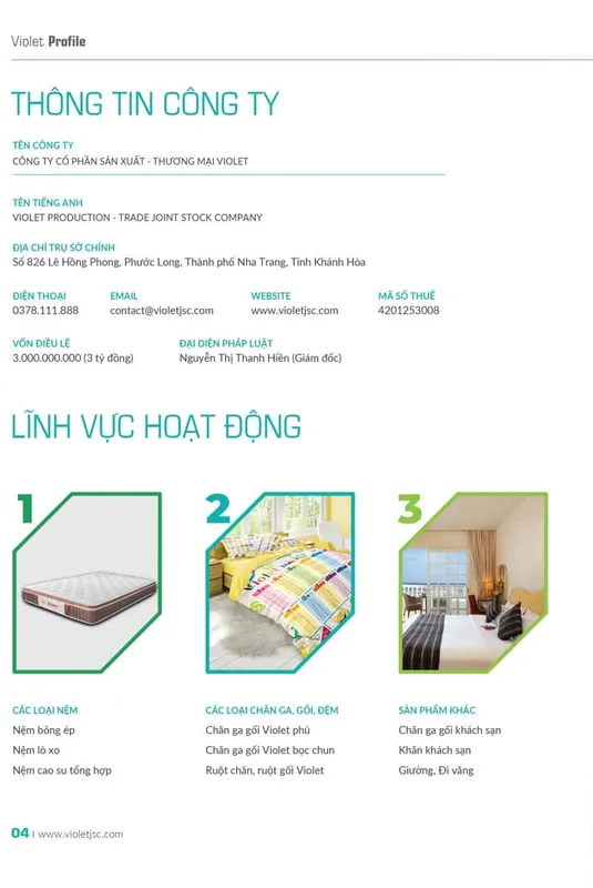 Sản phẩm profile violet 4 — Công Ty Cổ Phần Sản Xuất Thương Mại Violet — MST 4201253008