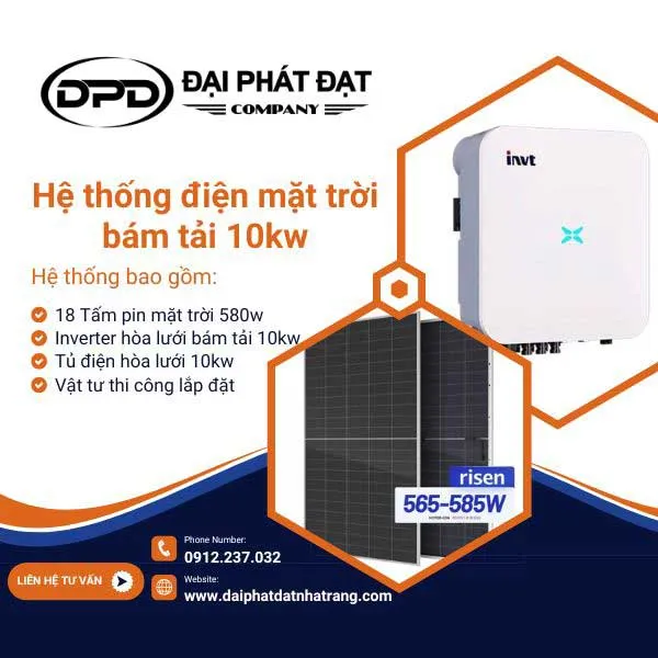 Sản phẩm he thong dien mat troi 10kw — Công Ty TNHH Xây Dựng Thương Mại Và Dịch Vụ Đại Phát Đạt — MST 4201726582