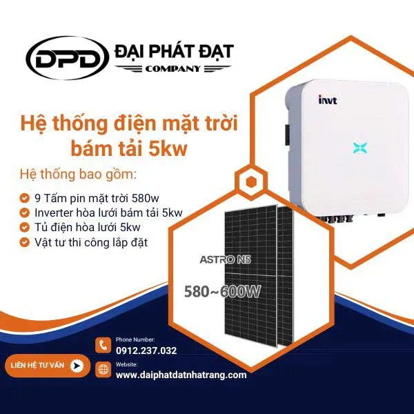 Sản phẩm lap dat dien mat troi hoa luoi 5kw ap mai — Công Ty TNHH Xây Dựng Thương Mại Và Dịch Vụ Đại Phát Đạt — MST 4201726582