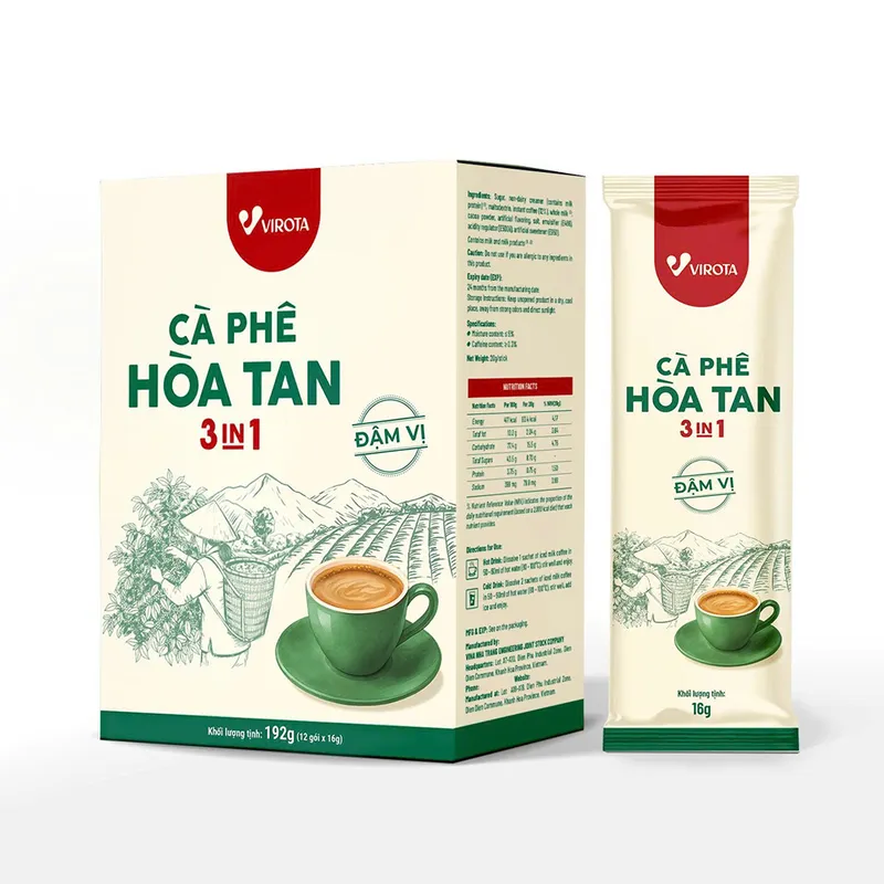 Sản phẩm Ca phe hoa tan 3in1 dam vi — Công Ty Cổ Phần Thực Phẩm Đồi Xanh — MST 4201944911