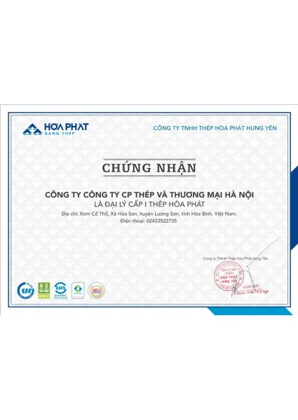 Sản phẩm uploaded files_CHUNG NHAN HOA PHAT 1_rs1_425x600 — Thép Hà Nội - Công Ty Cổ Phần Thép Và Thương Mại Hà Nội — MST 5400363141