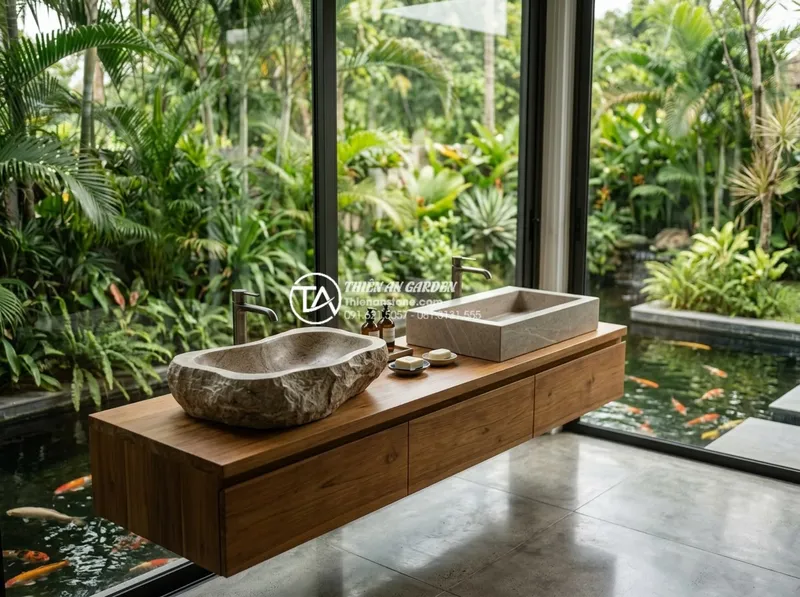 Sản phẩm so sanh lavabo da tu nhien va lavabo da nhan tao uu nhuoc diem can biet 1 — Công Ty TNHH Đá Tự Nhiên Thiên An — MST 5400500630