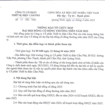 Sản phẩm thong bao 6346 — Công Ty Cổ Phần Thiết Bị Điện Cẩm Phả — MST 5700353419
