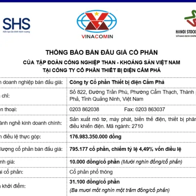 Sản phẩm thong bao ban dau gia co phan 4184 — Công Ty Cổ Phần Thiết Bị Điện Cẩm Phả — MST 5700353419