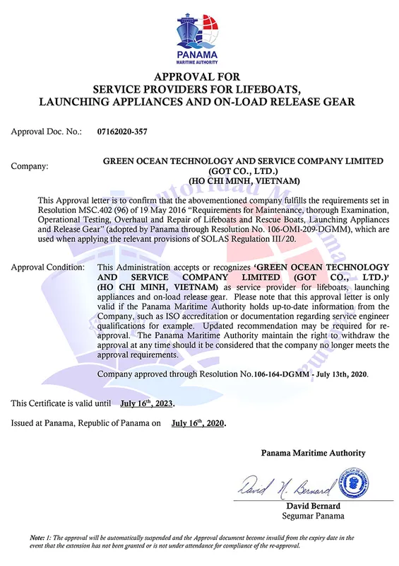Sản phẩm PANAMA GREEN OCEAN GOTCO July 16 2020 NEW 1 — Công Ty Cổ Phần Nosco Shipyard — MST 5701302368