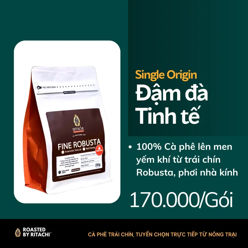 Sản phẩm Ca phe rang xay Ritachi Fine Robusta Anaerobic Natural Thien Phuc — Ritachi Coffee - Công Ty TNHH Nosavi — MST 5801382247