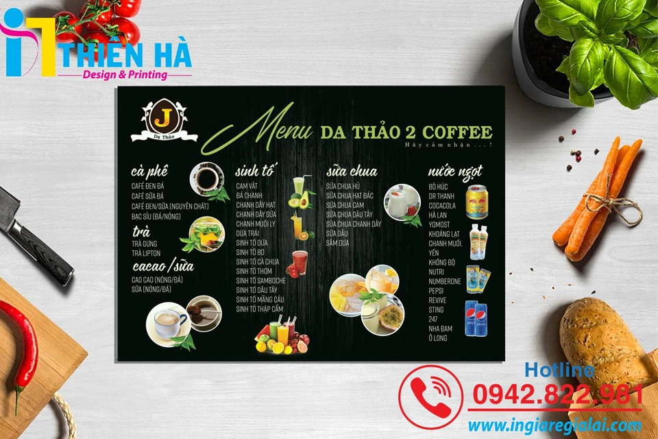 Sản phẩm thiet ke menu — In ấn Gia Lai - Công Ty TNHH In ấn Thiên Hà — MST 5901032782