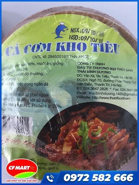 Sản phẩm Ca com kho tieu — Siêu Thị CF Mart - Công Ty TNHH Thương Mại Và Dịch Vụ CF Mart — MST 6200098272