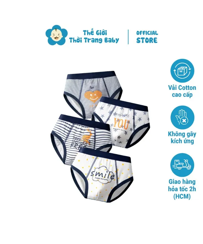 Sản phẩm Combo 4 quan chip tam giac cho be trai thun cotton QS06 — Cửa Hàng Thế Giới Thời Trang Baby — MST 8391224578