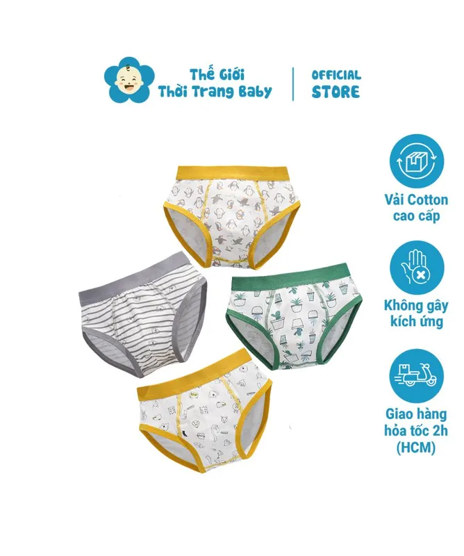 Sản phẩm Combo 4 quan chip tam giac cho be trai thun cotton QS07 — Cửa Hàng Thế Giới Thời Trang Baby — MST 8391224578