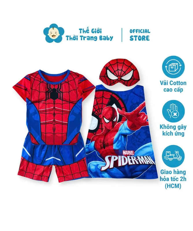 Sản phẩm bo do sieu nhan nhen cho be trai spiderman co bap b171 kem choang mat na mac bieu dien hoa trang 1 — Cửa Hàng Thế Giới Thời Trang Baby — MST 8391224578