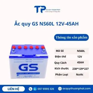 Sản phẩm ac quy gs ns60l 12v45ah gia tot 300x300 — Doanh Nghiệp ắc Quy Thuận Phát — MST 8652634187